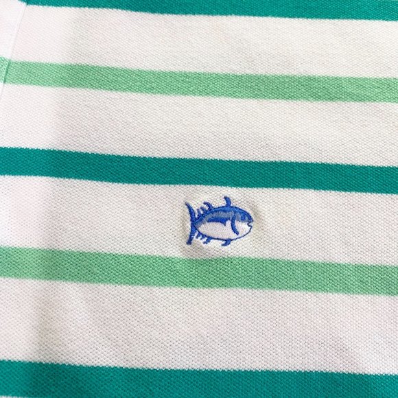 SOUTHERN TIDE Green Striped Polo Men's Shirt M - Picture 4 of 8